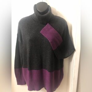 LOVELY SOFT DARK GREY & PURPLE TURTLENECK WITH 10% CASHMERE NWT
